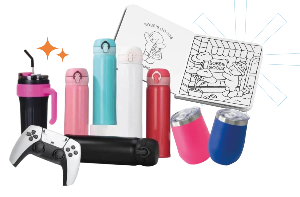 garrafas, copos, roupas íntimas